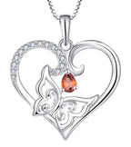 Heart with butterfly - Neklace 925 Sterling Silver - Multi Color - NECKLACES