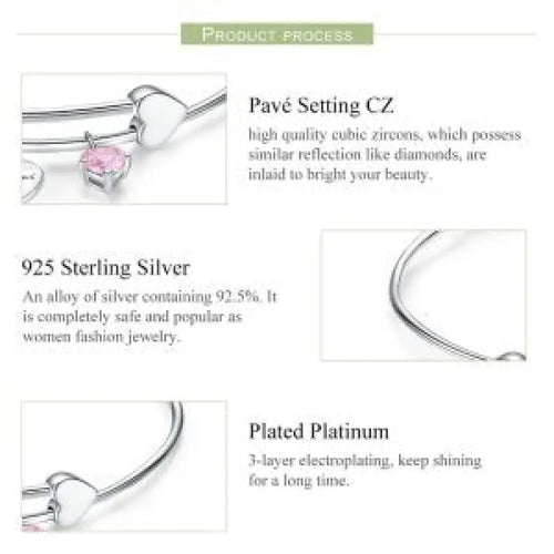 Hearts 925 Silver Bangle