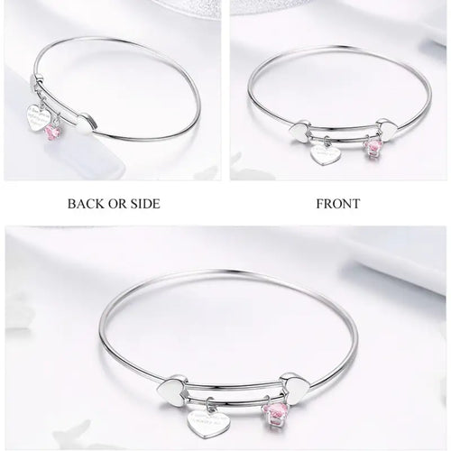 Hearts 925 Silver Bangle