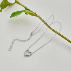 Hollow Shimmering Heart -925 sterling silver Necklace - Transparent