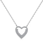 Hollow Shimmering Heart -925 sterling silver Necklace - Transparent