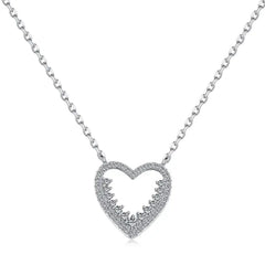 Hollow Shimmering Heart -925 sterling silver Necklace - Transparent