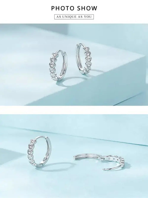 Hoop Hearts 925 Silver Earring - Transparent