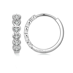 Hoop Hearts 925 Silver Earring - Transparent