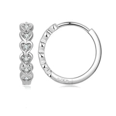 Hoop Hearts 925 Silver Earrings - Transparent - Earrings