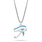 Horus Eye 925 Silver Pharaonic Necklace - Light blue - Aquamarine