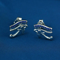 Horus Eye 925 Silver Women Earrings - Blue - Blue - Earrings