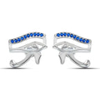 Horus Eye 925 Silver Women Earrings - Blue - Blue - Earrings