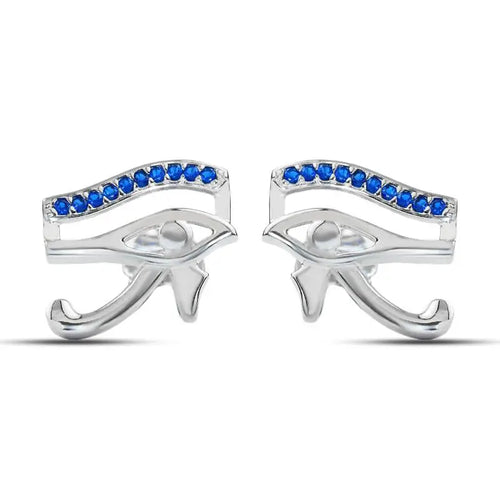 Horus Eye 925 Silver Women Earrings - Blue - Blue - Earrings