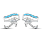 Horus Eye 925 Silver Women Earrings - Turquoise - Turquoise - Earrings