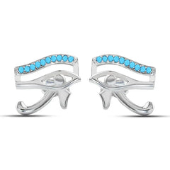 Horus Eye 925 Silver Women Earrings - Turquoise - Turquoise - Earrings