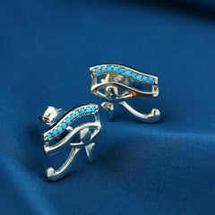 Horus Eye 925 Silver Women Earrings - Turquoise - Turquoise - Earrings