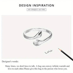 Hug Open 925 Silver Ring - Rose gold - fathyibrahim