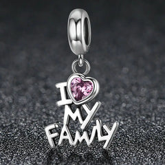 I Love My Family 925 Silver Charm - Multi Color