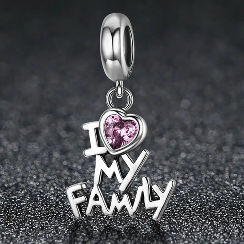 I Love My Family 925 Silver Charm - Multi Color