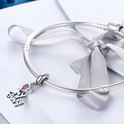 I Love My Family 925 Silver Charm - Multi Color