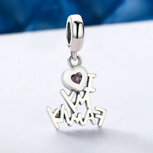 I Love My Family 925 Silver Charm - Multi Color