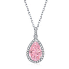 Ice Crushed Water Drop 925 Sterling Silver Neklace - Pink