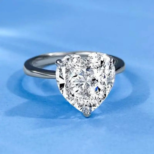 Ice Crushed Zirconia Heart 925 Silver Ring - Transparent / 7 - Rings