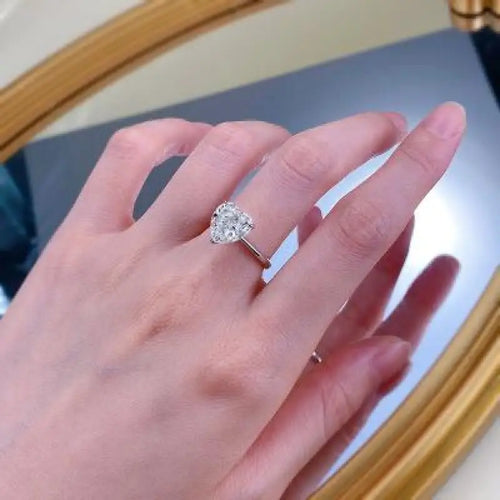 Ice Crushed Zirconia Heart 925 Silver Ring - Transparent / 7 - Rings