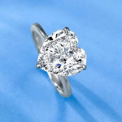 Ice Crushed Zirconia Heart 925 Silver Ring - Transparent / 7 - Rings