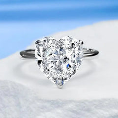 Ice Crushed Zirconia Heart 925 Silver Ring - Transparent / 7 - Rings