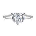 Ice Crushed Zirconia Heart 925 Silver Ring - Transparent / 7 - Rings