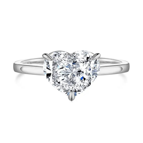 Ice Crushed Zirconia Heart 925 Silver Ring - Transparent / 7 - Rings