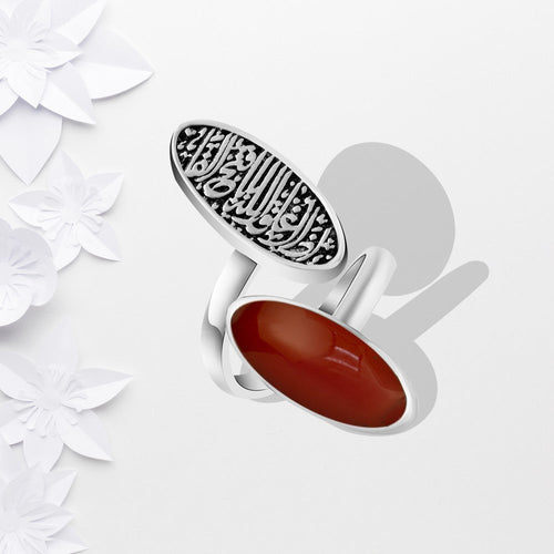 Inspirational Arabic Silver Ring - 925 sterling Silver - Brown - Rings