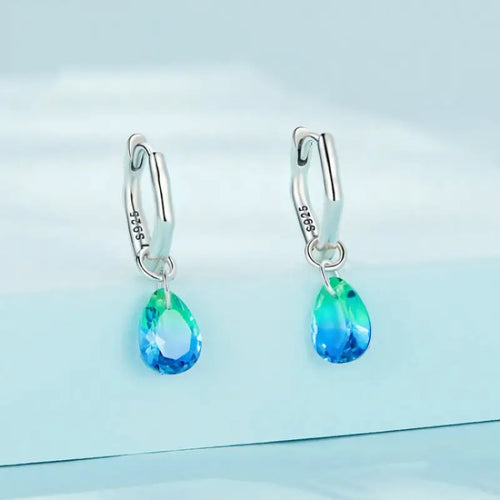 Irregular Water Drop Earrings - 925 sterling silver - Multi Color