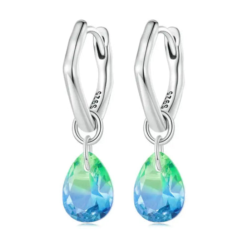 Irregular Water Drop Earrings - 925 sterling silver - Multi Color