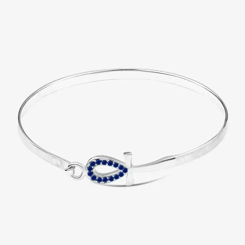 Key Of Life 925 Egyptian Silver Bangle - Blue