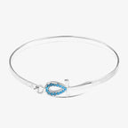 Key Of Life 925 Egyptian Silver Bangle - Turquoise - Aquamarine