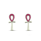 Key Of Life 925 Silver Earrings - Red - Red - Earrings