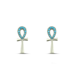 Key Of Life 925 Silver Earrings - Turquoise - Earrings