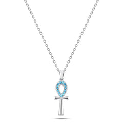 Key Of Life 925 Silver Necklace - Turquoise - NECKLACES