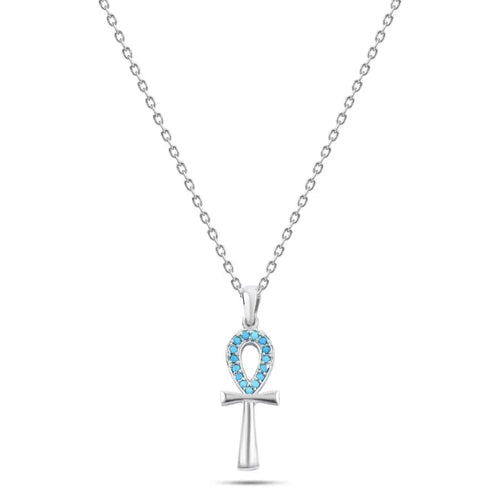 Key Of Life 925 Silver Necklace - Turquoise - NECKLACES