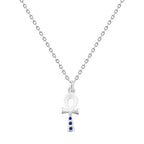 Key Of Life 925 Silver Women Necklace - Blue - Blue