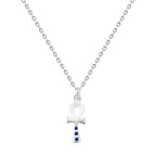 Key Of Life 925 Silver Women Necklace - Blue - Blue