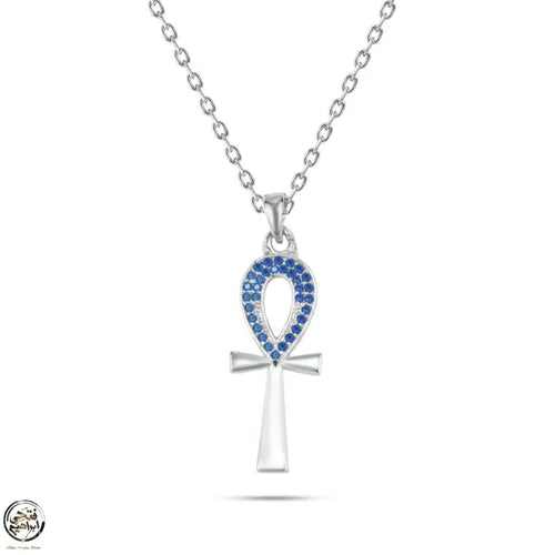 Key Of Life 925 Silver Women Necklace - Blue - NECKLACES