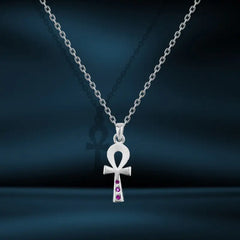 Key Of Life 925 Silver Women Necklace - Red - Red