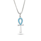 Key Of Life 925 Silver Women Necklace - Turquoise - NECKLACES