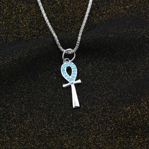 Key Of Life 925 Silver Women Necklace - Turquoise - NECKLACES