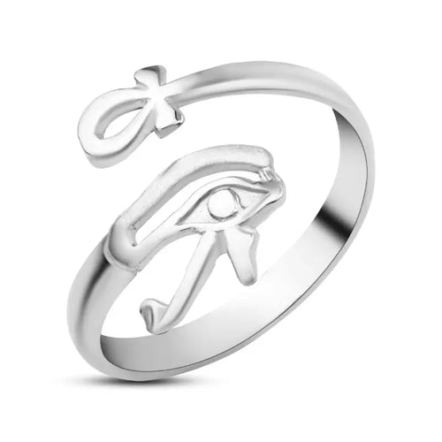 Key Of Life & Eye of Horus 925 Egyptian Silver Ring - Rings