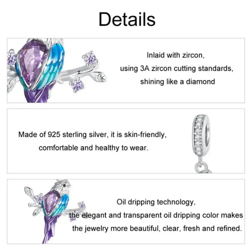 Kingfisher 925 Silver Charm - Multi Color