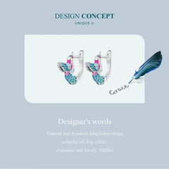 Kingfisher 925 Silver Earing - Multi Color
