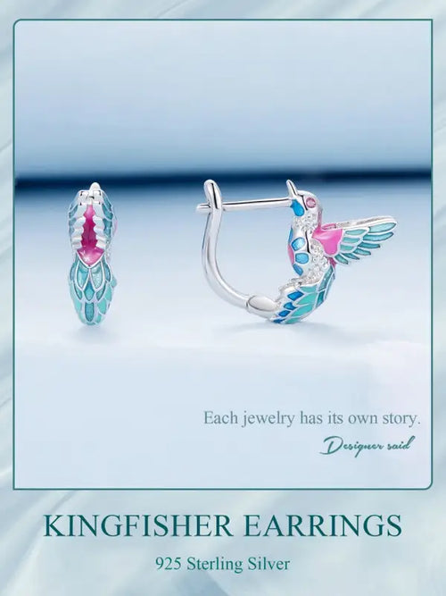 Kingfisher 925 Silver Earing - Multi Color