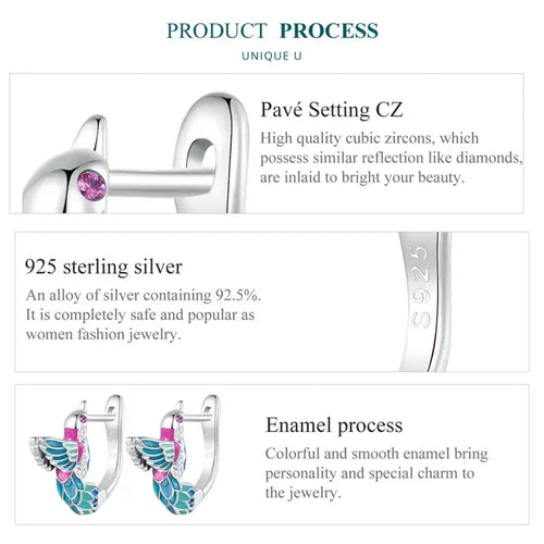 Kingfisher 925 Silver Earing - Multi Color
