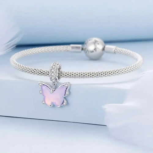 Lace Butterfly 925 Silver Charm - Multi Color