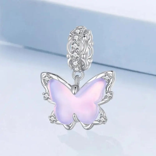 Lace Butterfly 925 Silver Charm - Multi Color